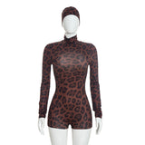 Women’s Leopard Print Long Sleeve Romper