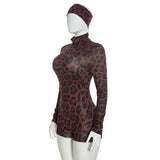 Women’s Leopard Print Long Sleeve Romper
