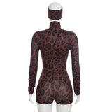 Women’s Leopard Print Long Sleeve Romper