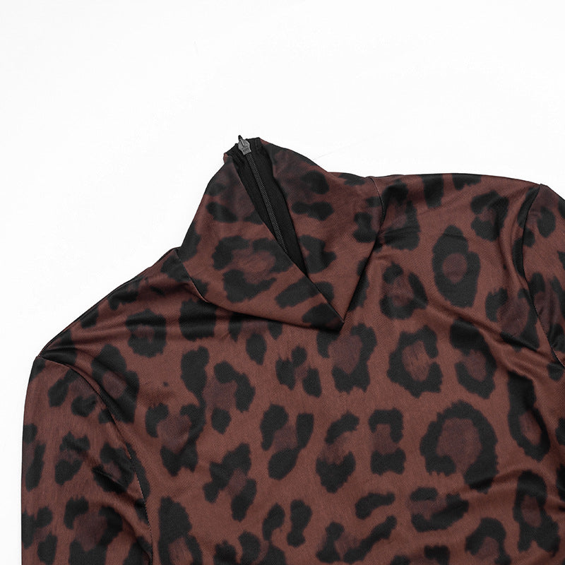 Women’s Leopard Print Long Sleeve Romper