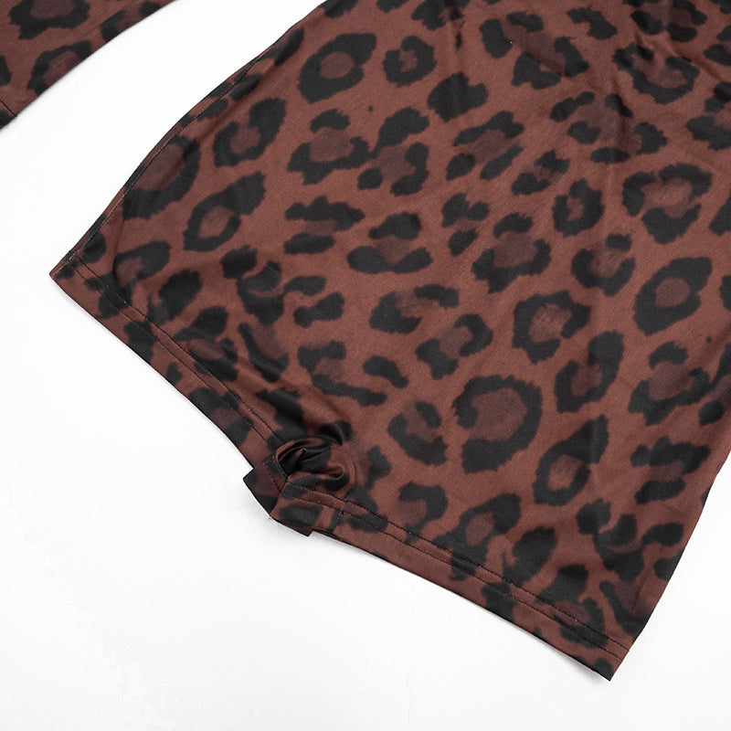 Women’s Leopard Print Long Sleeve Romper