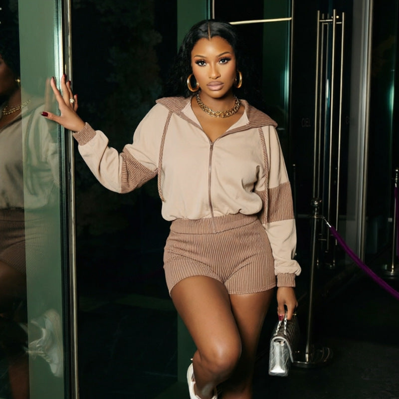 Women’s Zip Front Jacket & Shorts Set