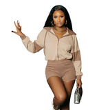 Women’s Zip Front Jacket & Shorts Set