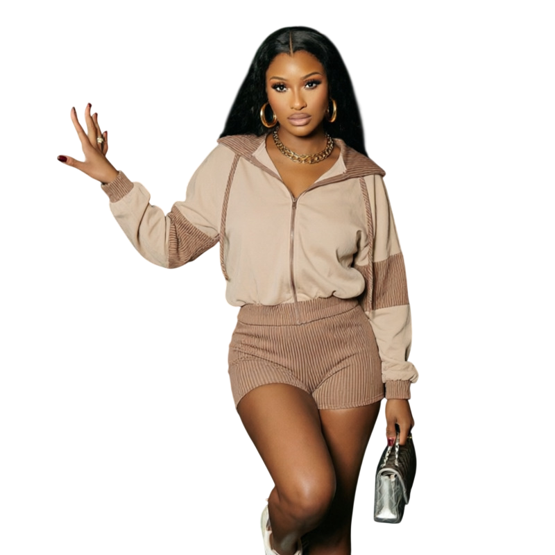 Women’s Zip Front Jacket & Shorts Set