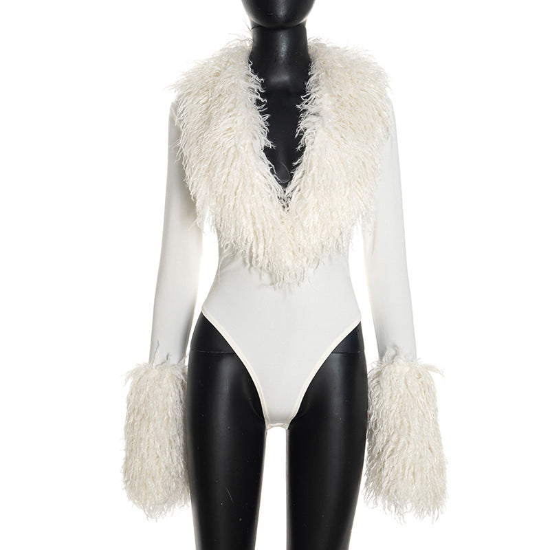 Women’s Faux Fur Trim Cropped Jacket