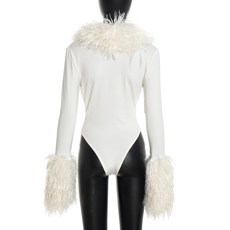 Women’s Faux Fur Trim Cropped Jacket