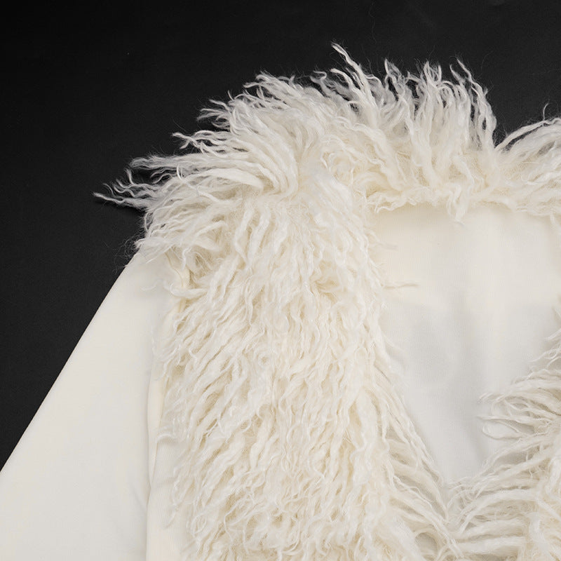 Women’s Faux Fur Trim Cropped Jacket