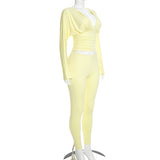 Women’s Ruched V-Neck Top & Leggings Set
