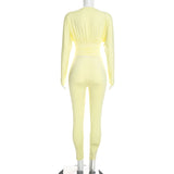 Women’s Ruched V-Neck Top & Leggings Set