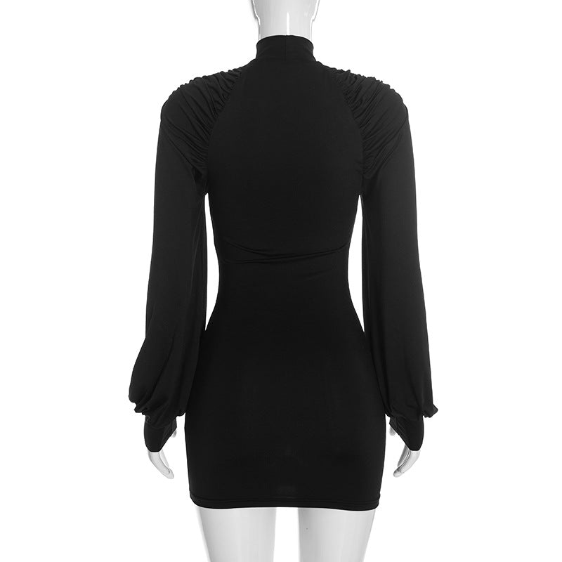 Women’s Ruched High Neck Mini Dress