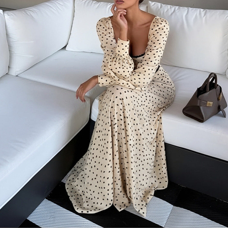 Women’s Polka Dot Crop Top & Maxi Skirt Set