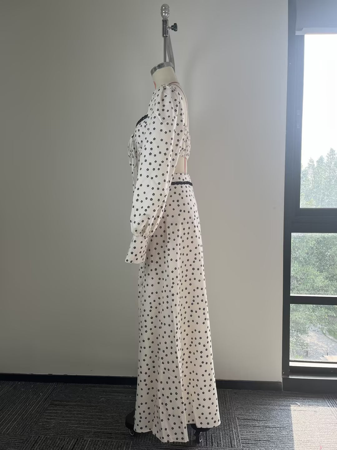 Women’s Polka Dot Crop Top & Maxi Skirt Set