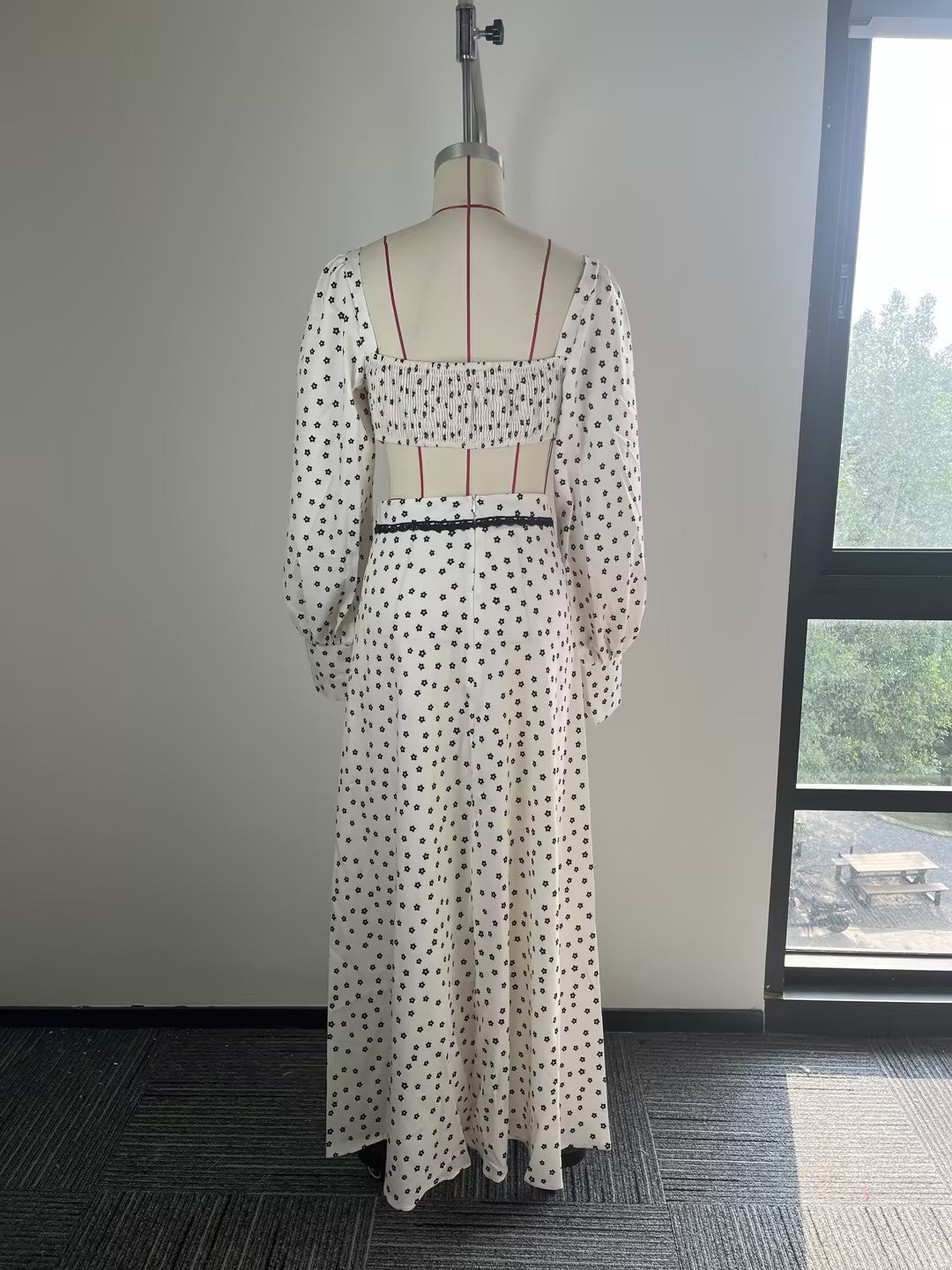 Women’s Polka Dot Crop Top & Maxi Skirt Set