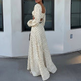 Women’s Polka Dot Crop Top & Maxi Skirt Set