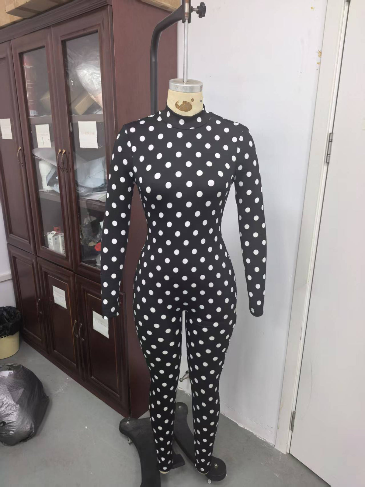 Women’s Polka Dot High Neck Jumpsuit