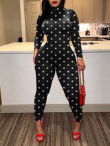 Women’s Polka Dot High Neck Jumpsuit