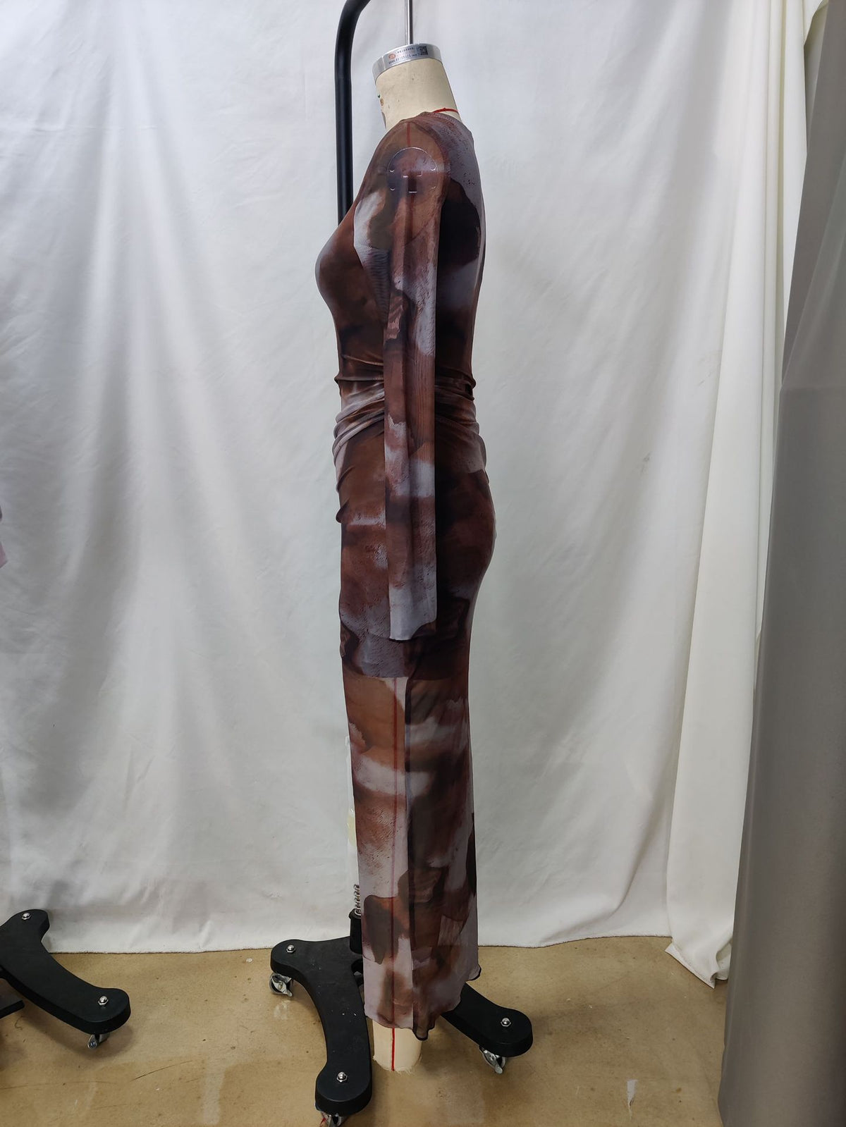 Women’s Abstract Print Ruched Midi Dress