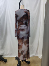 Women’s Abstract Print Ruched Midi Dress