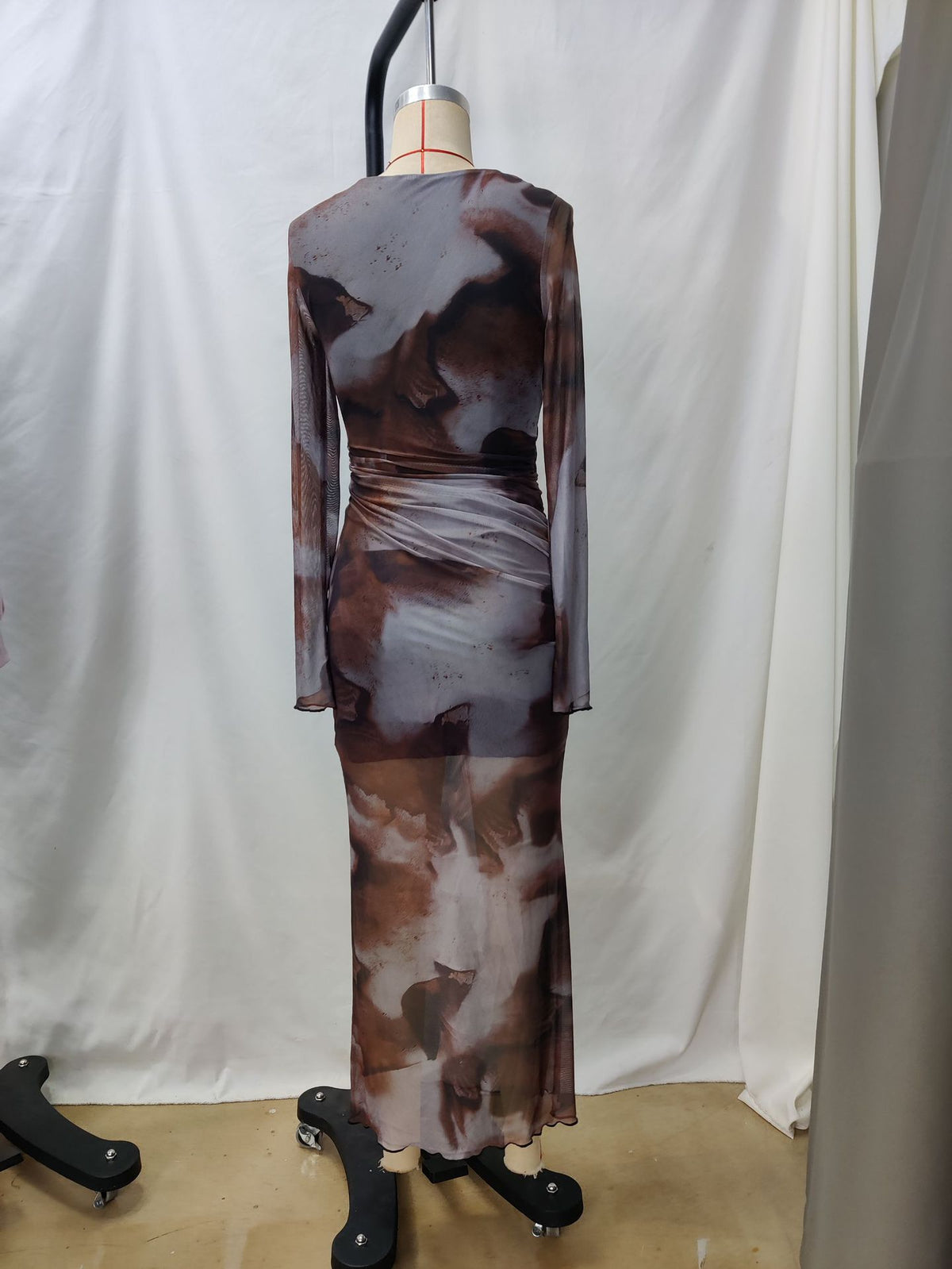 Women’s Abstract Print Ruched Midi Dress