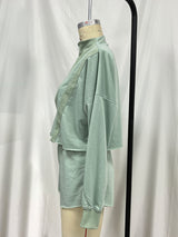 Women’s Zip Up Crop Top & Shorts Set