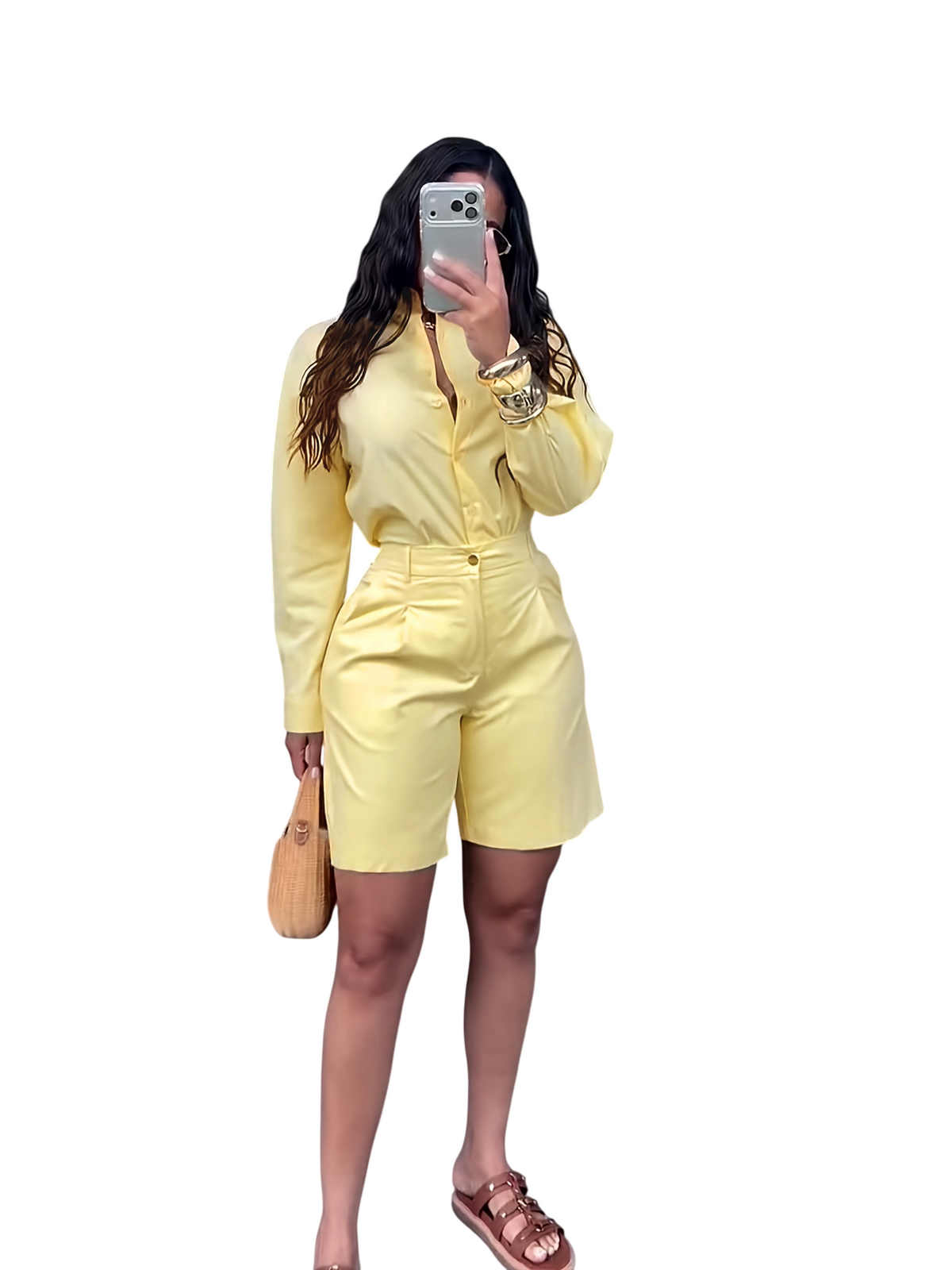 Women’s Button Front Shirt & Shorts Set
