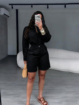 Women’s Button Front Shirt & Shorts Set