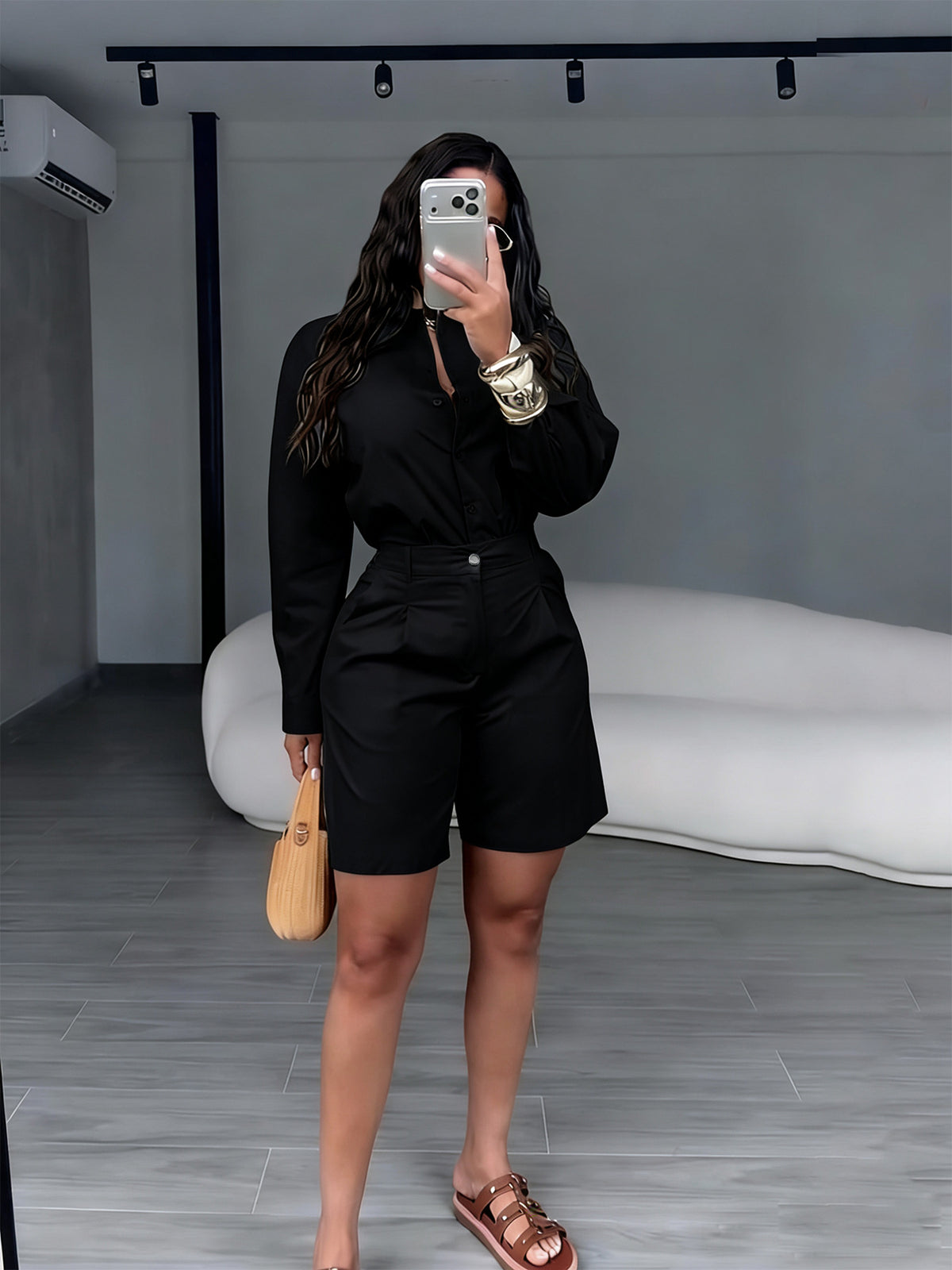 Women’s Button Front Shirt & Shorts Set