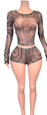 Women’s Printed Crop Top & Shorts Set