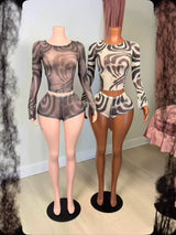 Women’s Printed Crop Top & Shorts Set