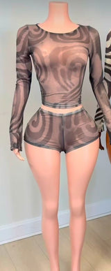 Women’s Printed Crop Top & Shorts Set