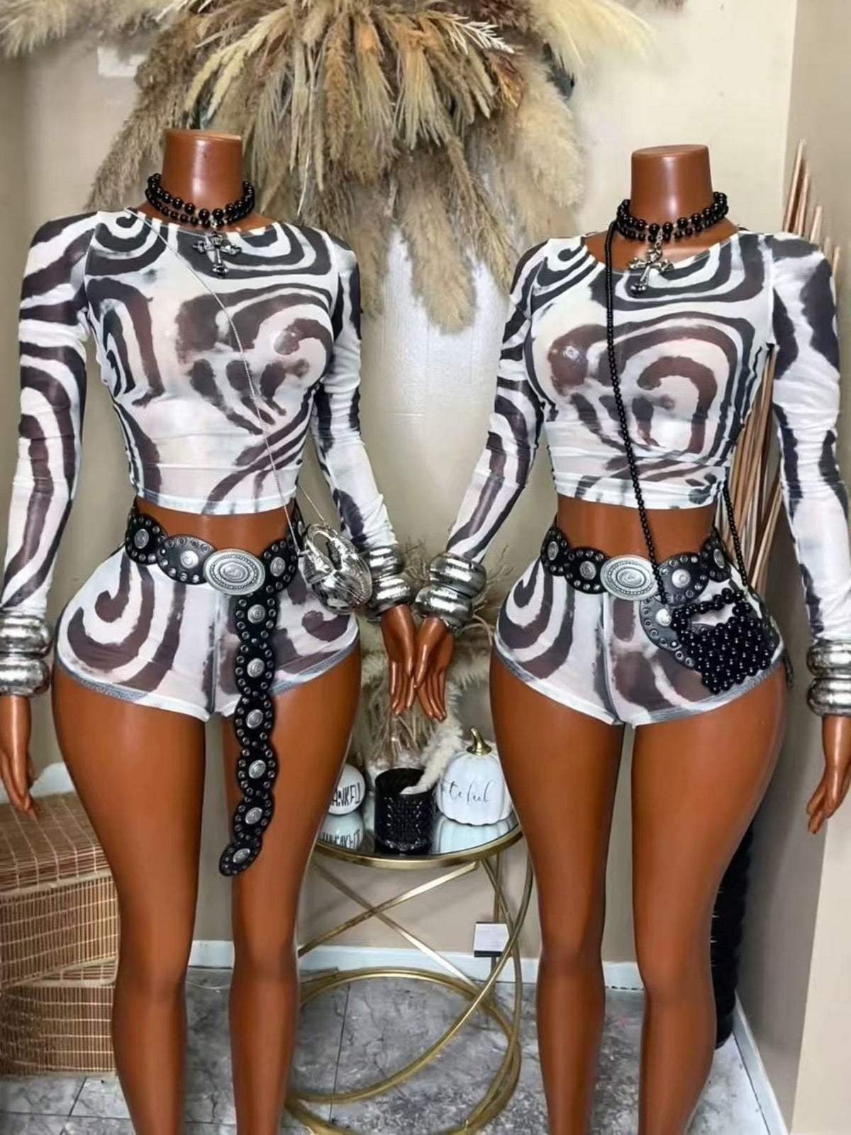 Women’s Printed Crop Top & Shorts Set