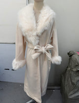 Women’s Faux Fur Collar Belted Wrap Jacket