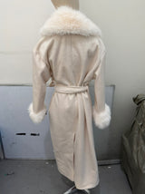 Women’s Faux Fur Collar Belted Wrap Jacket