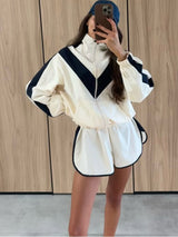 Women’s Hooded Zip Jacket & Shorts Set