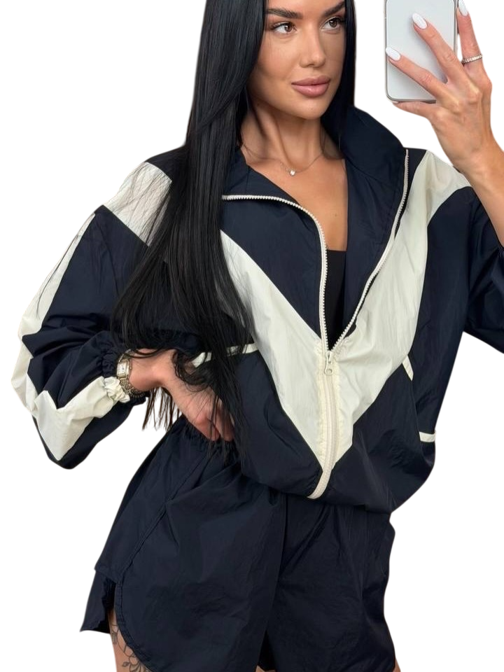 Women’s Hooded Zip Jacket & Shorts Set