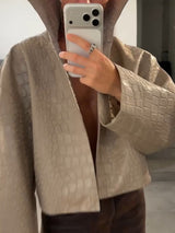 Women’s Crocodile Embossed Zip Front Jacket