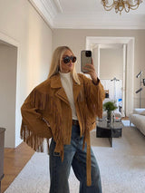 Women’s Suede Fringe Cropped Jacket