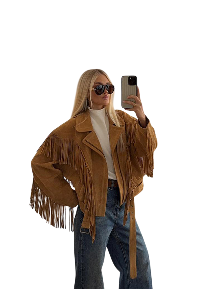 Women’s Suede Fringe Cropped Jacket