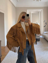 Women’s Suede Fringe Cropped Jacket