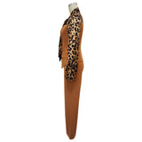Women’s Leopard Print Tie Neck Pants Set