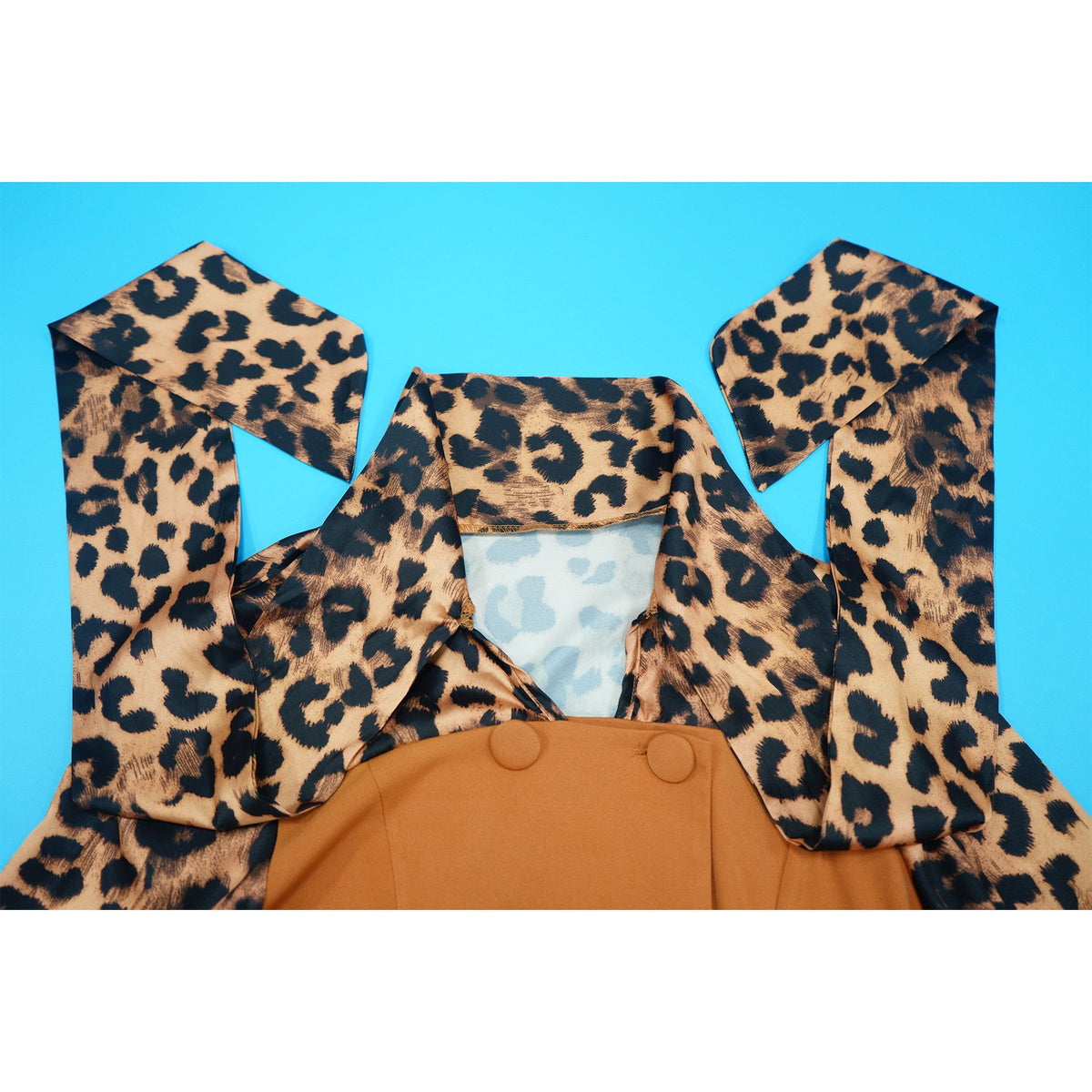 Women’s Leopard Print Tie Neck Pants Set