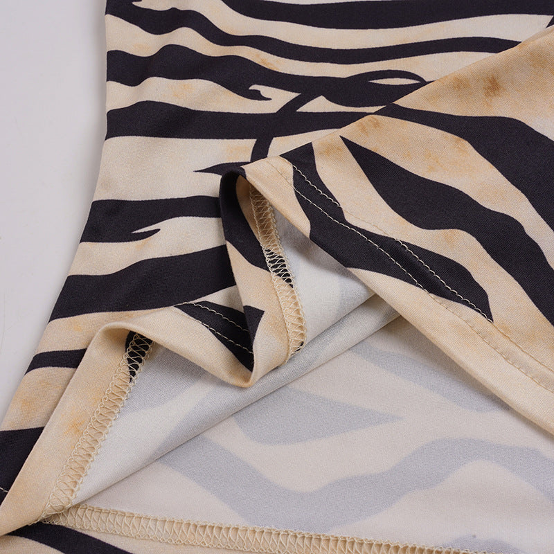Women’s Zebra Print Cutout Long Sleeve Top
