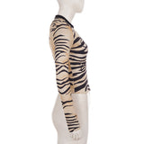 Women’s Zebra Print Cutout Long Sleeve Top