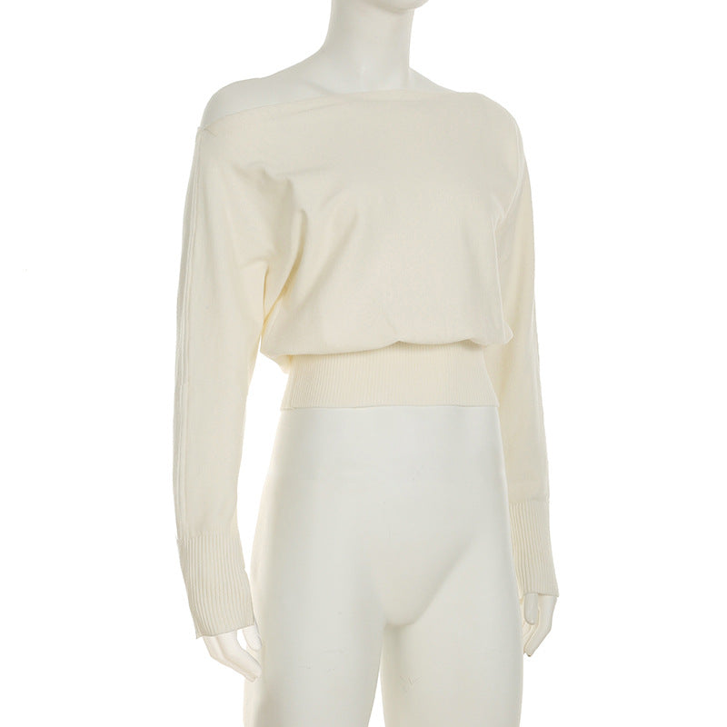 Women’s One Shoulder Ribbed Long Sleeve Top