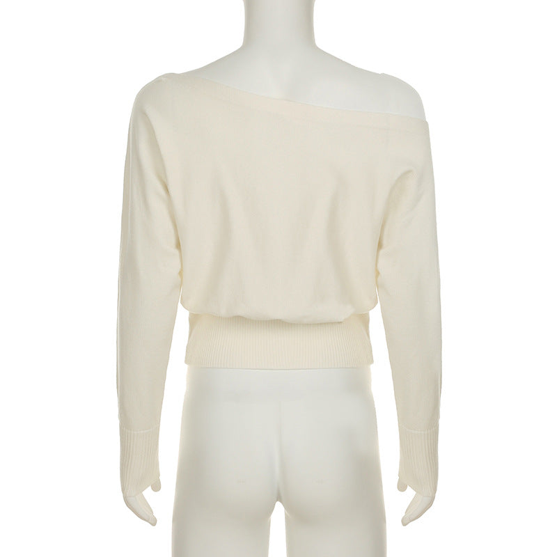 Women’s One Shoulder Ribbed Long Sleeve Top