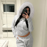 Women’s Hooded Cropped Zip-Up Jacket
