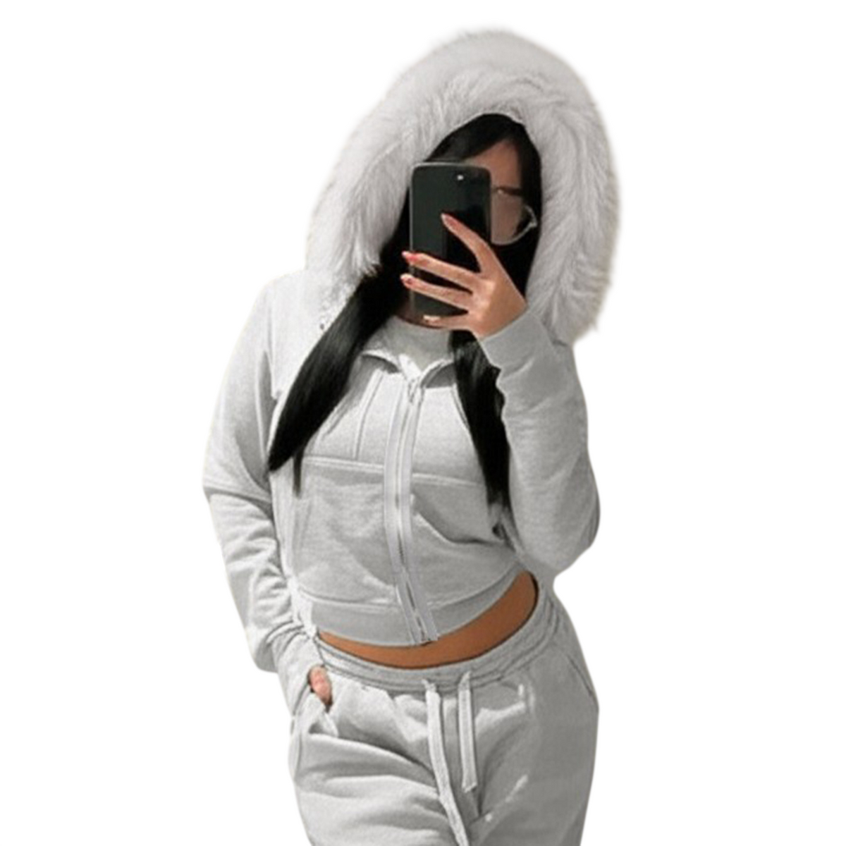 Women’s Hooded Cropped Zip-Up Jacket