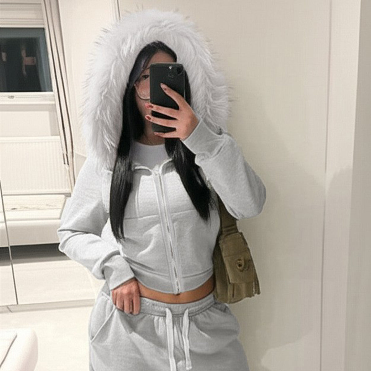 Women’s Hooded Cropped Zip-Up Jacket