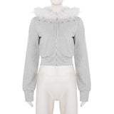 Women’s Hooded Cropped Zip-Up Jacket