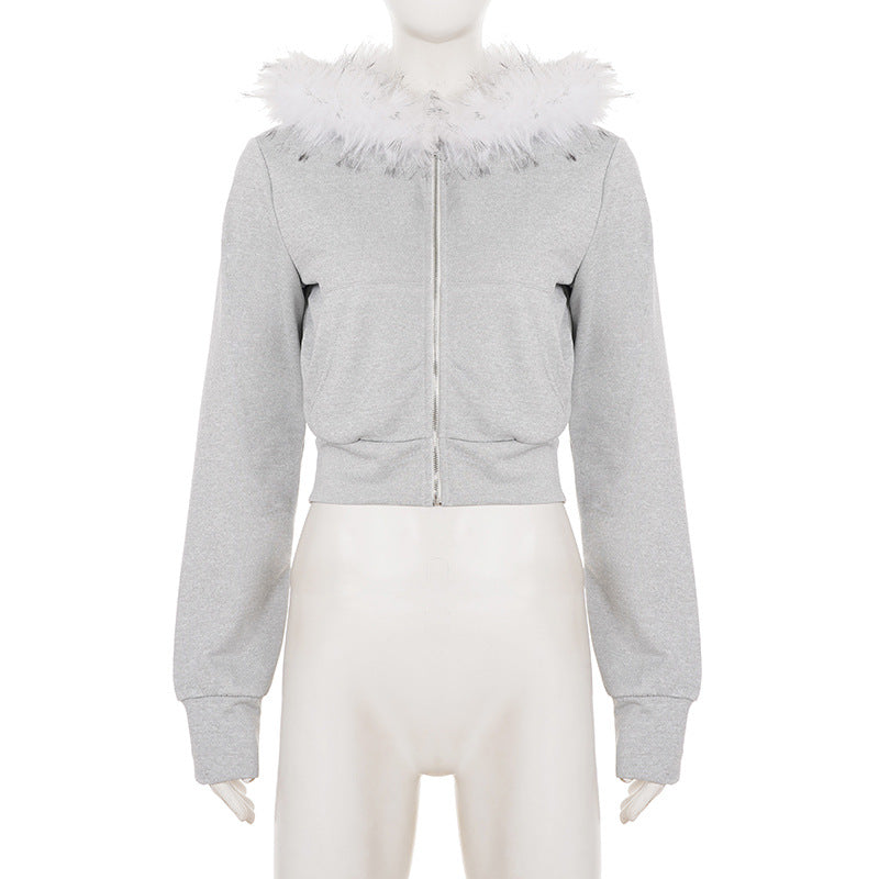 Women’s Hooded Cropped Zip-Up Jacket